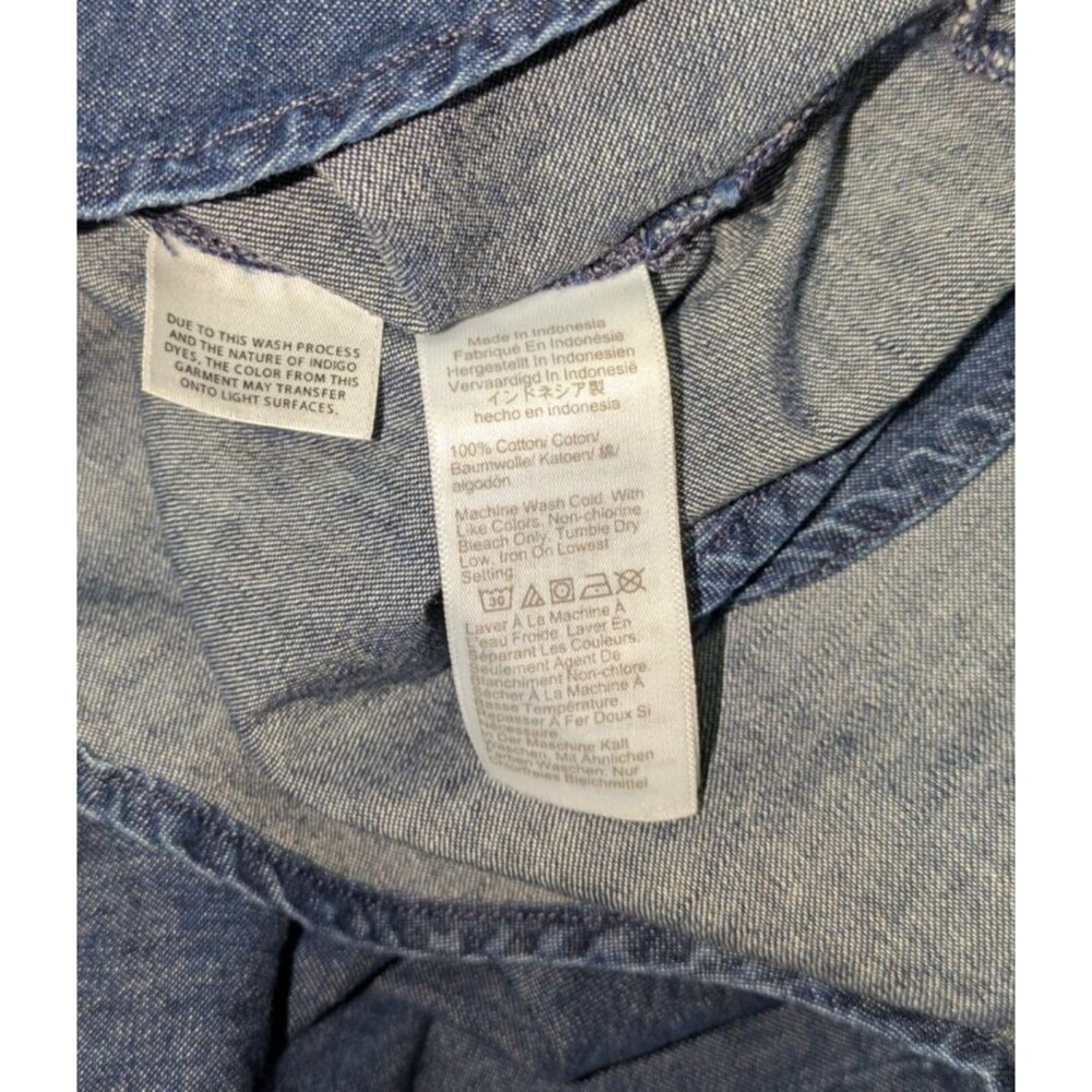 J. Crew Blouse XS Women's Blue Denim Chambray Bow Tie Neck Long Puff Sleeve - Picture 8 of 8